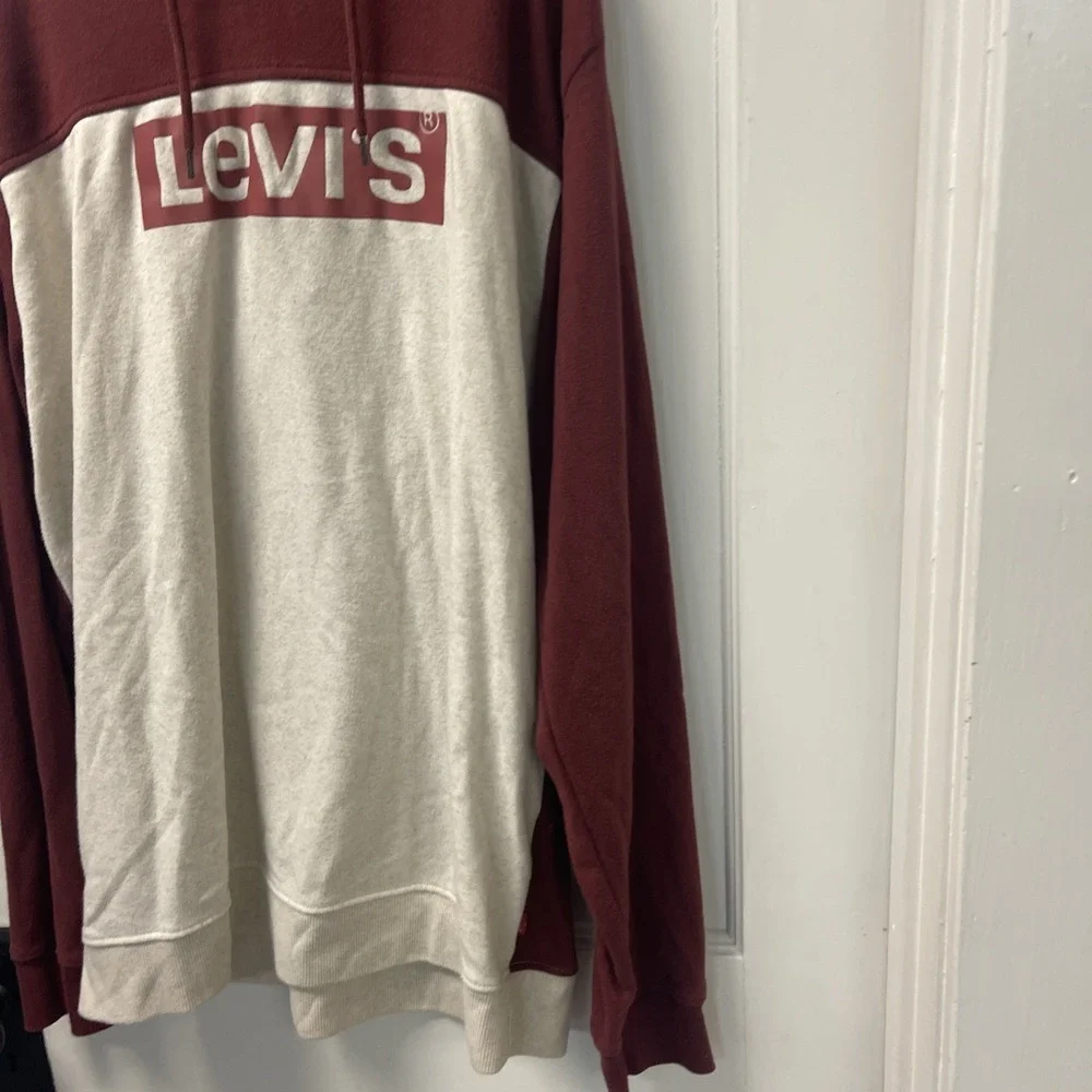 Levi's Men's Color Block Hoodie XLRed White Logo Pullover Hoodie Streetwear